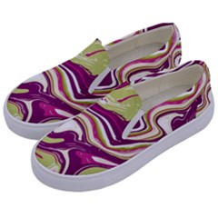 Purple Vivid Marble Pattern Kids  Canvas Slip Ons by goljakoff