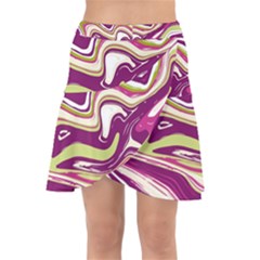 Purple Vivid Marble Pattern Wrap Front Skirt by goljakoff