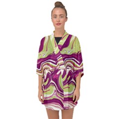 Purple Vivid Marble Pattern Half Sleeve Chiffon Kimono by goljakoff