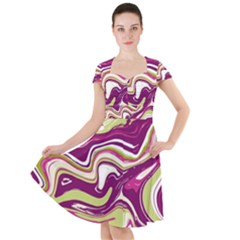 Purple Vivid Marble Pattern Cap Sleeve Midi Dress by goljakoff