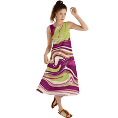 Purple Vivid Marble Pattern Summer Maxi Dress by goljakoff