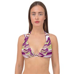 Purple Vivid Marble Pattern Double Strap Halter Bikini Top by goljakoff