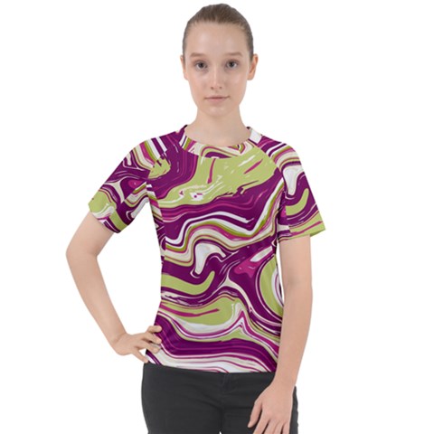 Purple Vivid Marble Pattern Women s Sport Raglan Tee by goljakoff