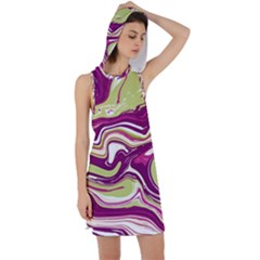 Purple Vivid Marble Pattern Racer Back Hoodie Dress by goljakoff