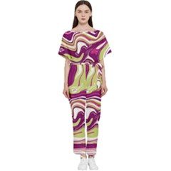 Purple Vivid Marble Pattern Batwing Lightweight Jumpsuit by goljakoff