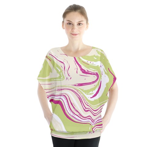 Vector Vivid Marble Pattern 6 Batwing Chiffon Blouse by goljakoff