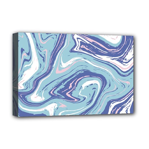 Blue Vivid Marble Pattern Deluxe Canvas 18  X 12  (stretched) by goljakoff