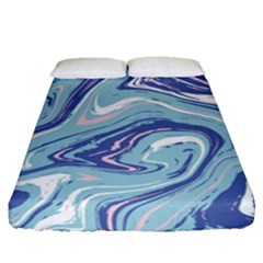 Blue Vivid Marble Pattern Fitted Sheet (queen Size) by goljakoff