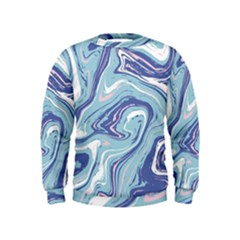 Blue Vivid Marble Pattern Kids  Sweatshirt by goljakoff