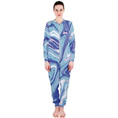 Blue Vivid Marble Pattern Onepiece Jumpsuit (ladies)  by goljakoff