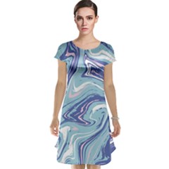 Blue Vivid Marble Pattern Cap Sleeve Nightdress by goljakoff