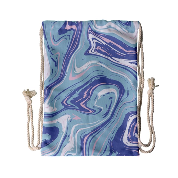 Blue Vivid Marble Pattern Drawstring Bag (Small)