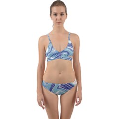 Blue Vivid Marble Pattern Wrap Around Bikini Set by goljakoff