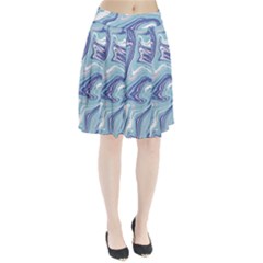 Blue Vivid Marble Pattern Pleated Skirt by goljakoff