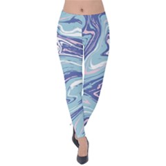 Blue Vivid Marble Pattern Velvet Leggings by goljakoff