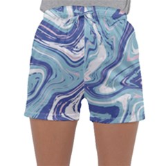 Blue Vivid Marble Pattern Sleepwear Shorts by goljakoff