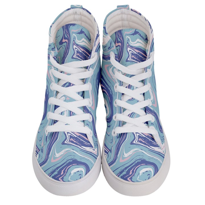 Blue Vivid Marble Pattern Men s Hi-Top Skate Sneakers