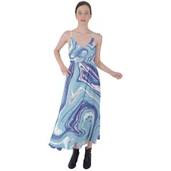 Blue Vivid Marble Pattern Tie Back Maxi Dress by goljakoff