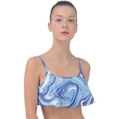 Blue Vivid Marble Pattern Frill Bikini Top by goljakoff