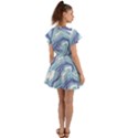 Blue Vivid Marble Pattern Flutter Sleeve Wrap Dress View2