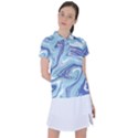 Blue Vivid Marble Pattern Women s Polo Tee View1