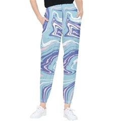 Blue Vivid Marble Pattern Tapered Pants by goljakoff