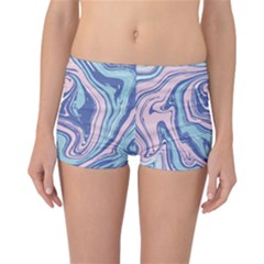 Blue Vivid Marble Pattern 10 Reversible Boyleg Bikini Bottoms by goljakoff