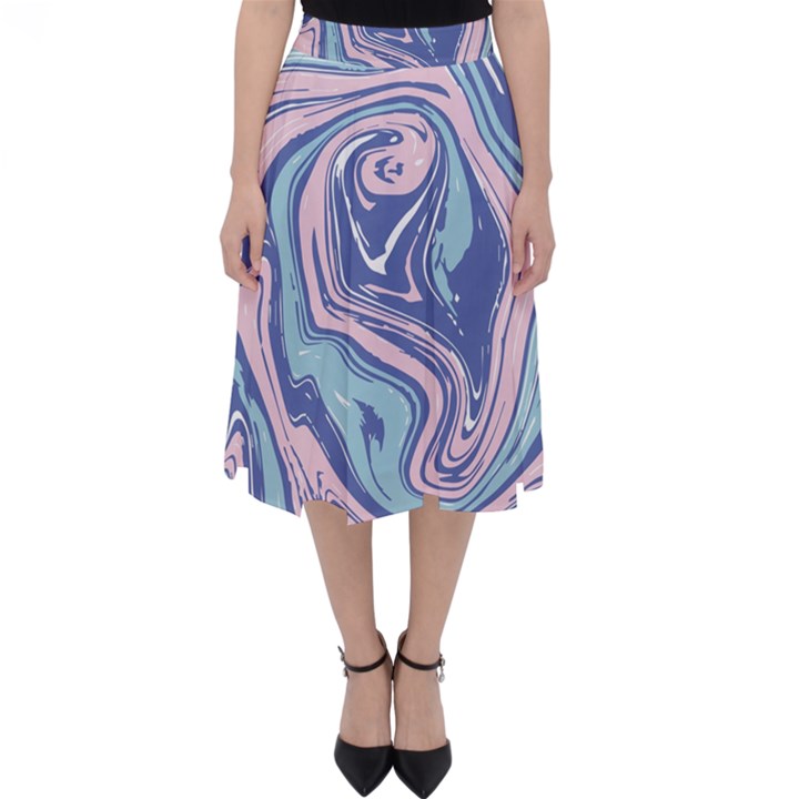 Blue Vivid Marble Pattern 10 Classic Midi Skirt