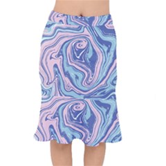 Blue Vivid Marble Pattern 10 Short Mermaid Skirt by goljakoff