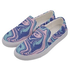 Blue Vivid Marble Pattern 10 Men s Canvas Slip Ons by goljakoff