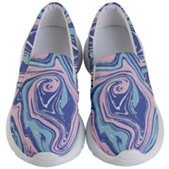 Blue Vivid Marble Pattern 10 Kids Lightweight Slip Ons by goljakoff