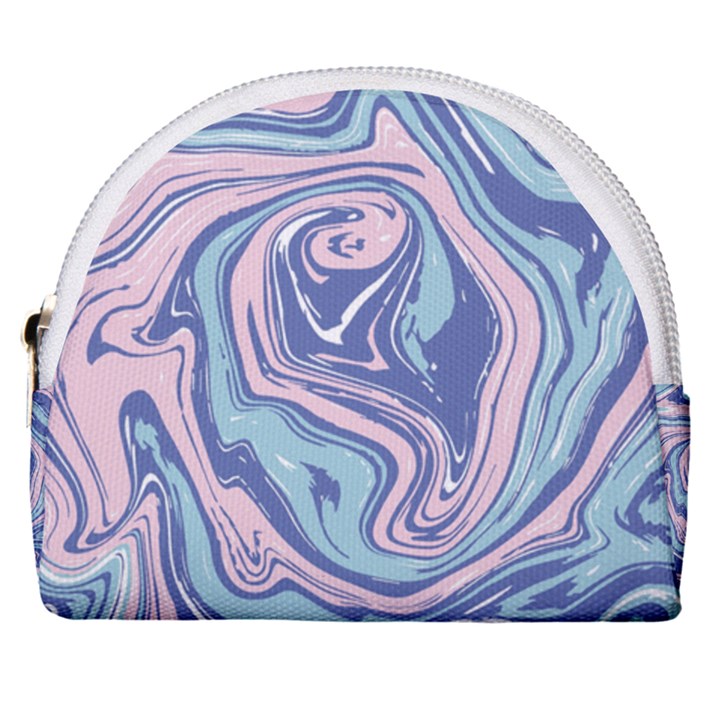 Blue Vivid Marble Pattern 10 Horseshoe Style Canvas Pouch