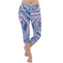 Blue Vivid Marble Pattern 10 Lightweight Velour Capri Yoga Leggings View1