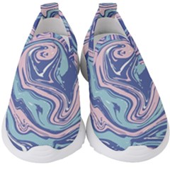 Blue Vivid Marble Pattern 10 Kids  Slip On Sneakers by goljakoff