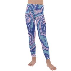 Blue Vivid Marble Pattern 10 Kids  Lightweight Velour Leggings by goljakoff