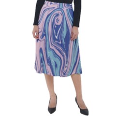 Blue Vivid Marble Pattern 10 Classic Velour Midi Skirt  by goljakoff