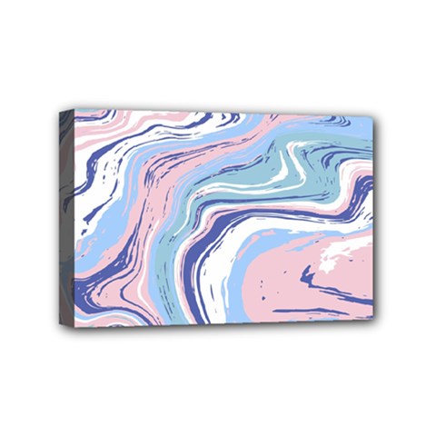 Rose And Blue Vivid Marble Pattern 11 Mini Canvas 6  X 4  (stretched) by goljakoff