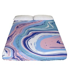 Rose And Blue Vivid Marble Pattern 11 Fitted Sheet (queen Size) by goljakoff