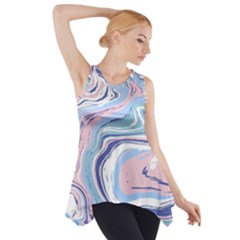 Rose And Blue Vivid Marble Pattern 11 Side Drop Tank Tunic by goljakoff