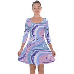 Rose And Blue Vivid Marble Pattern 11 Quarter Sleeve Skater Dress by goljakoff