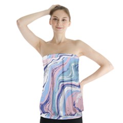 Rose And Blue Vivid Marble Pattern 11 Strapless Top by goljakoff