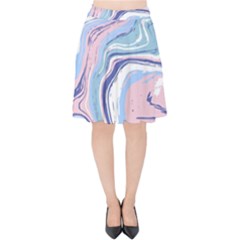 Rose And Blue Vivid Marble Pattern 11 Velvet High Waist Skirt by goljakoff