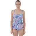 Rose and blue Vivid Marble Pattern 11 Twist Front Tankini Set View1