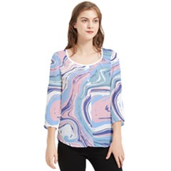 Rose And Blue Vivid Marble Pattern 11 Chiffon Quarter Sleeve Blouse by goljakoff