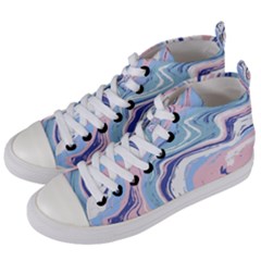 Rose And Blue Vivid Marble Pattern 11 Women s Mid-top Canvas Sneakers by goljakoff