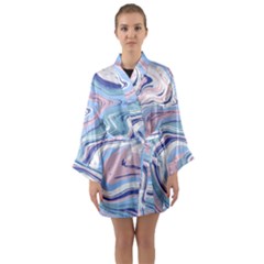 Rose And Blue Vivid Marble Pattern 11 Long Sleeve Satin Kimono by goljakoff