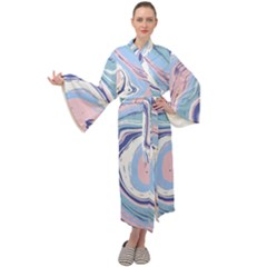 Rose And Blue Vivid Marble Pattern 11 Maxi Velour Kimono by goljakoff