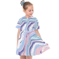 Rose And Blue Vivid Marble Pattern 11 Kids  Sailor Dress by goljakoff