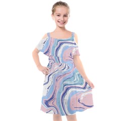 Rose And Blue Vivid Marble Pattern 11 Kids  Cut Out Shoulders Chiffon Dress by goljakoff