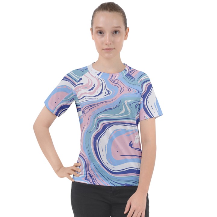 Rose and blue Vivid Marble Pattern 11 Women s Sport Raglan Tee